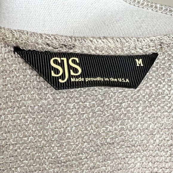 SJS Owl Print Embroidered Sweater 3/4 Wide Sleeves Size Medium Tan - Picture 8 of 9